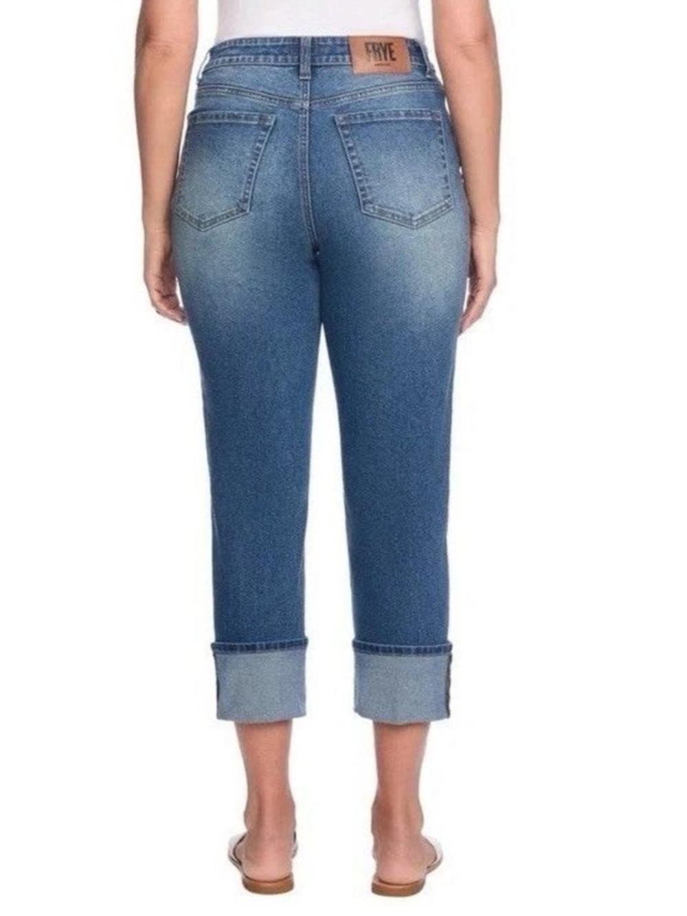 Frye Women's Cuffed Crop Jean Straight-Leg Jeans Blue Size 6/28